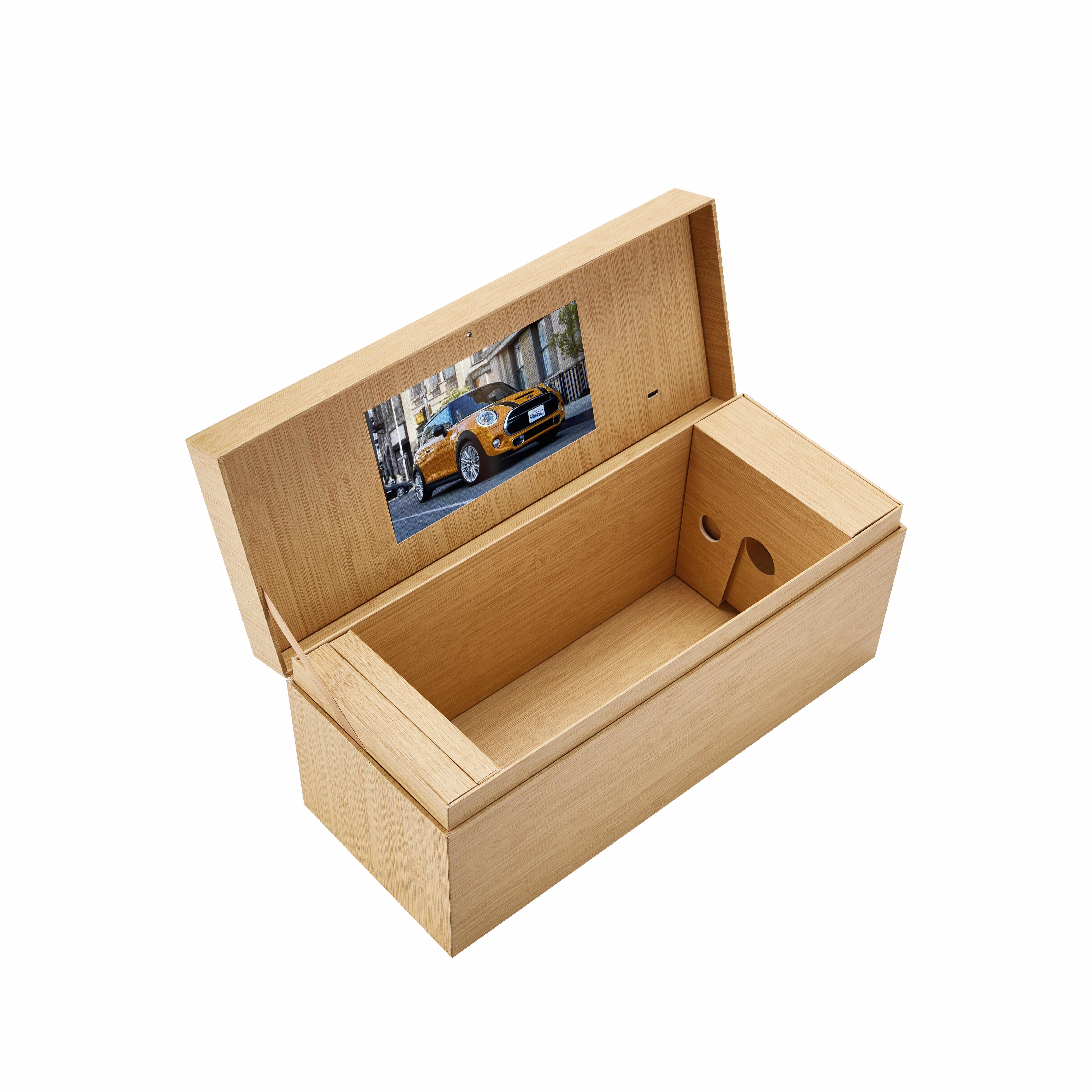 Luxury Wooden Flip-Top Wine Box with Gold Foil Logo and Magnetic Bottle Holder