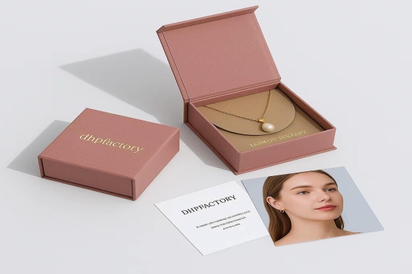 Customized Gold Foil Logo Flip Top Magnetic Rigid Paperboard Jewelri Box With Velvet Envelope For Jewellery