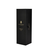 Custom Design Foil logo Magnetic Closure Rigid Black PU leather 750ml Wine Bottle Packaging Box With EVA Foam Insert