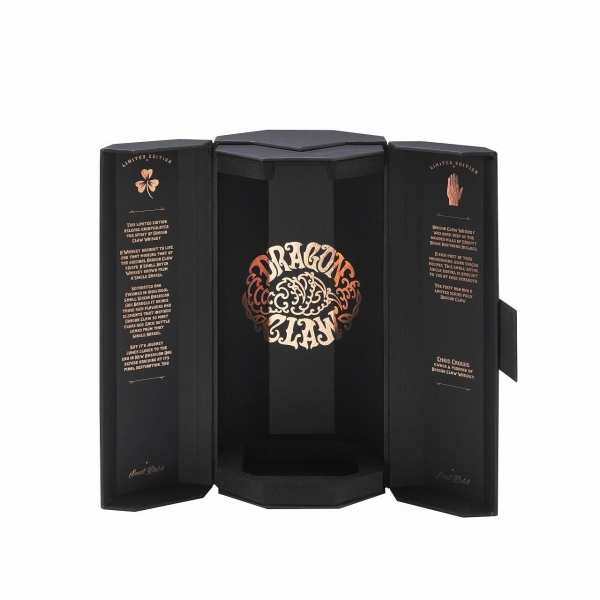 Customised Print Spot Uv Dragon-Inspired Embossing Hexagonal Rigid Cardboard Black Paper Wine Bottle Box Packaing 