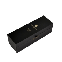 Custom Design Foil logo Magnetic Closure Rigid Black PU leather 750ml Wine Bottle Packaging Box With EVA Foam Insert