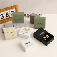 Custom Premium Drawer Sliding Rigid Cardboard Jewelry Paper Packaging Box For Jewellery With Suede Pouch