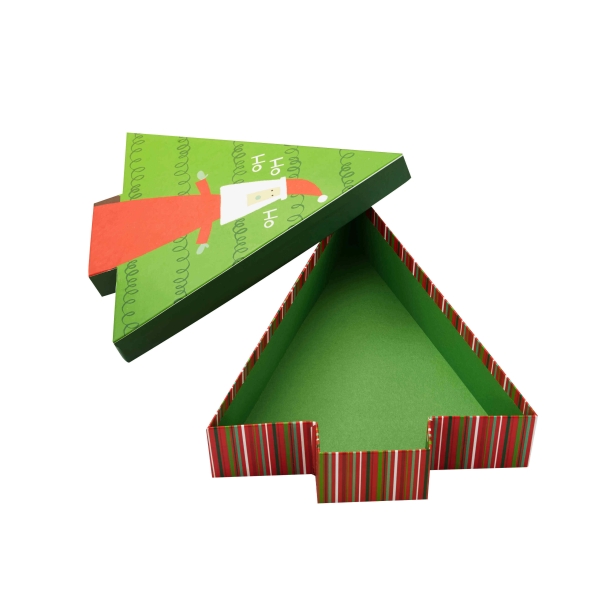 Elegant Christmas Tree-Shaped Rigid Lid and Base Box for Gift Packaging