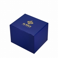 Custom Premium Flip-Top Watch Box With Gold Foil Logo - Rigid Paperboard Single Watch Case With Drawer