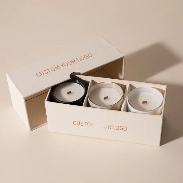 Rigid Lid and Base Box with Finger Notch & Inner Divider | Custom Gift Packaging for Candles and More