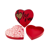 Red Heart-Shaped Rigid Lid and Base Gift Box with Ribbon Bow | Custom Romantic Packaging for Special Gifts