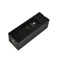 Custom Design Foil logo Magnetic Closure Rigid Black PU leather 750ml Wine Bottle Packaging Box With EVA Foam Insert