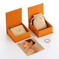 Customized Gold Foil Logo Flip Top Magnetic Rigid Paperboard Jewelri Box With Velvet Envelope For Jewellery